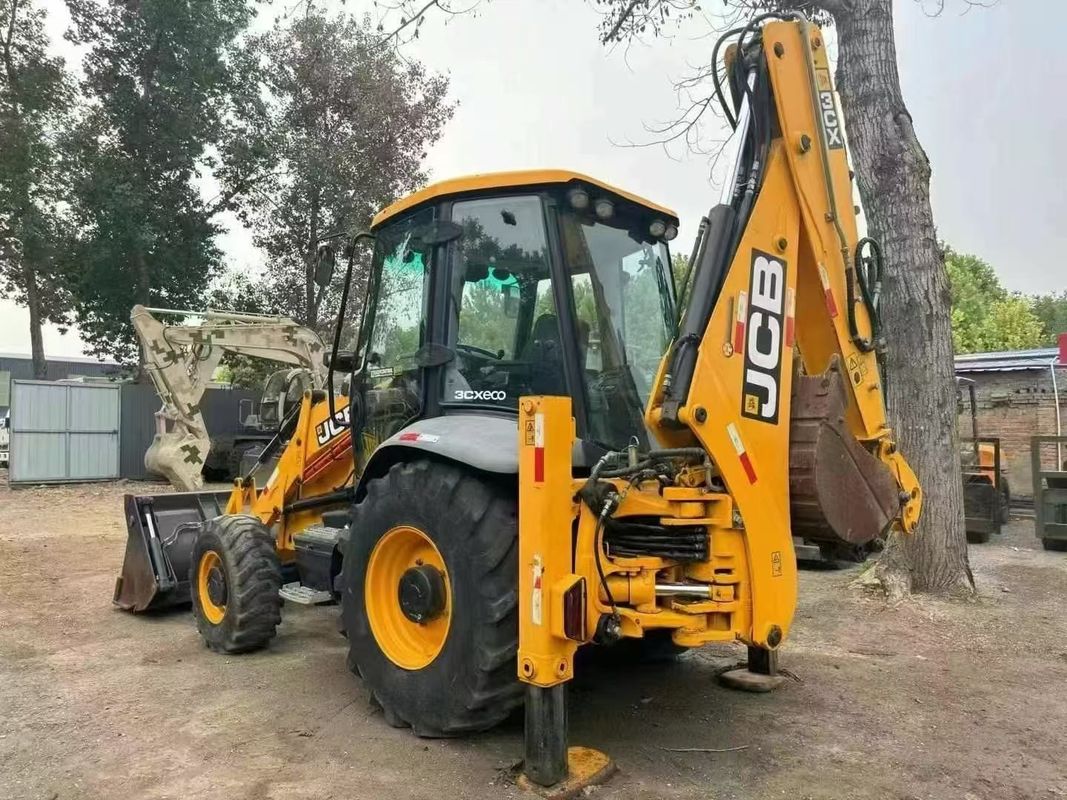 Gebruikte JCB 3CX Backhoe Loader met gesplitste emmer verlengarm JCB 3CX backhoe graafmachine