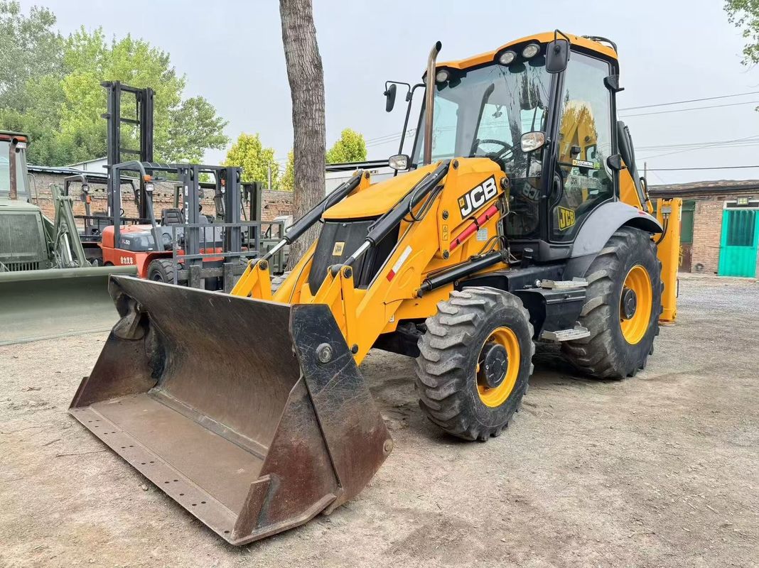 Gebruikte JCB 3CX Backhoe Loader met gesplitste emmer verlengarm JCB 3CX backhoe graafmachine